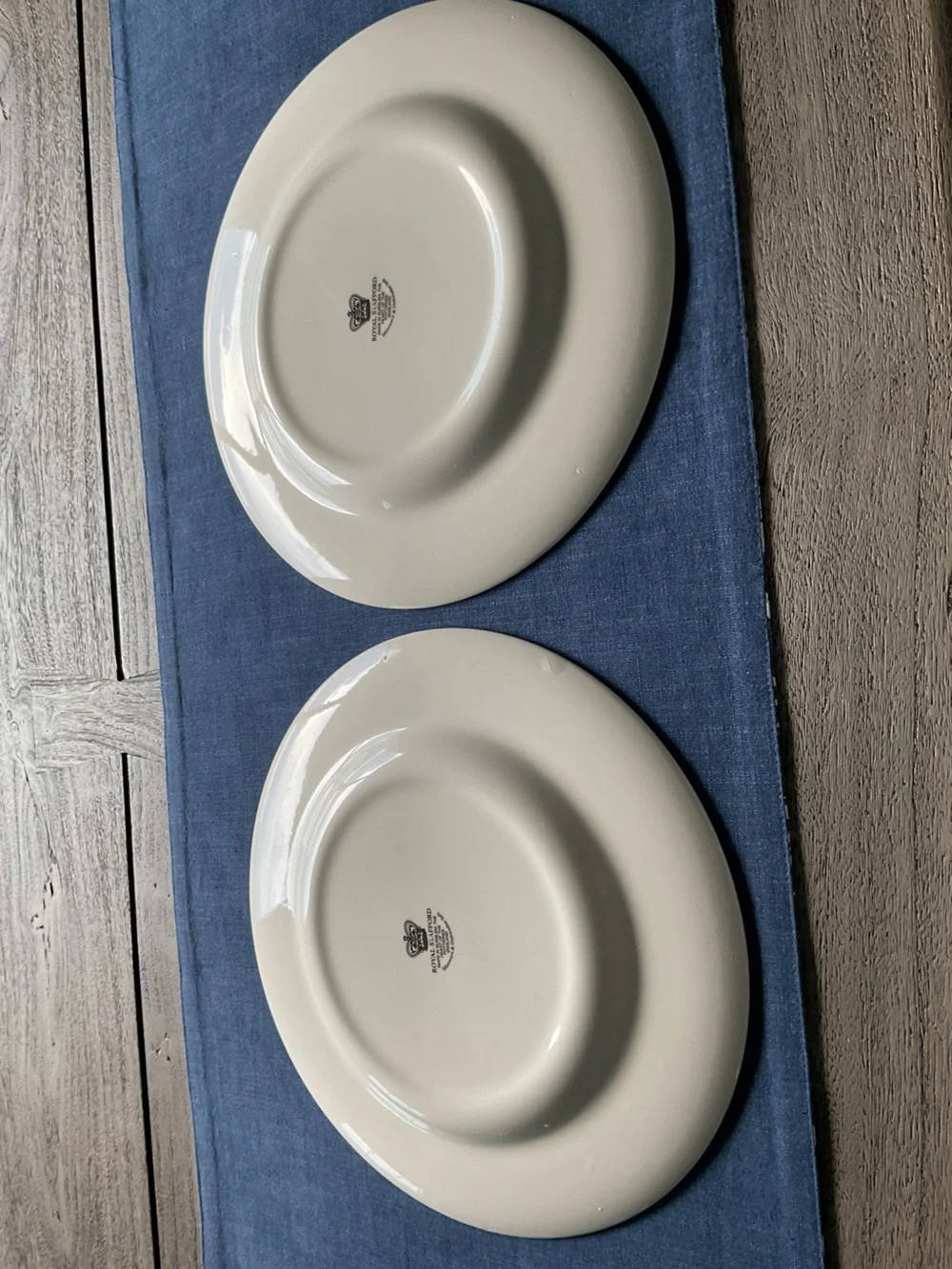 Vintage Stafford Stunning Blue Poppy on White China Dinner Plate, Set of 2